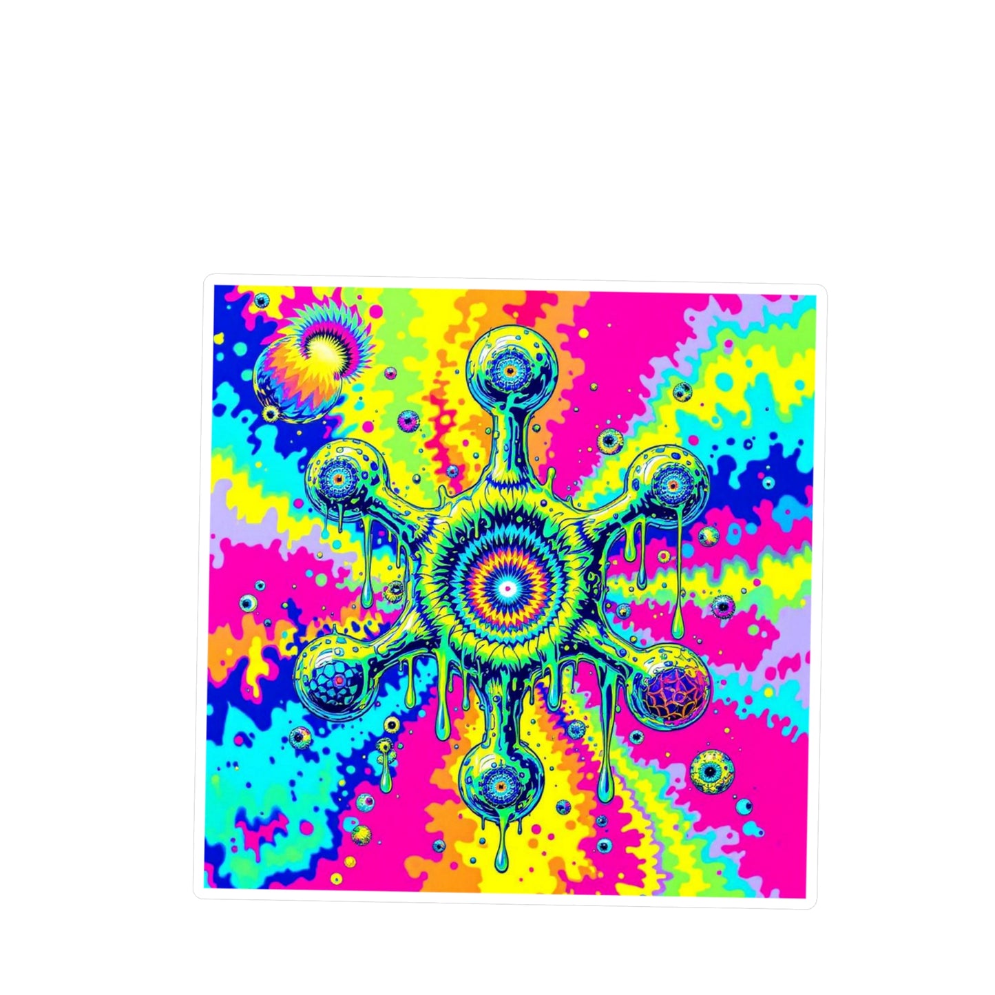 Vinyl Decal Sticker LSD Molecule Neon Tie-Dye Psychedelic Art
