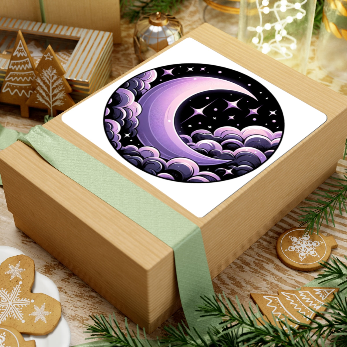 Cosmic Moon Kiss-Cut Stickers - Celestial Cloud Design for Laptops & Journals