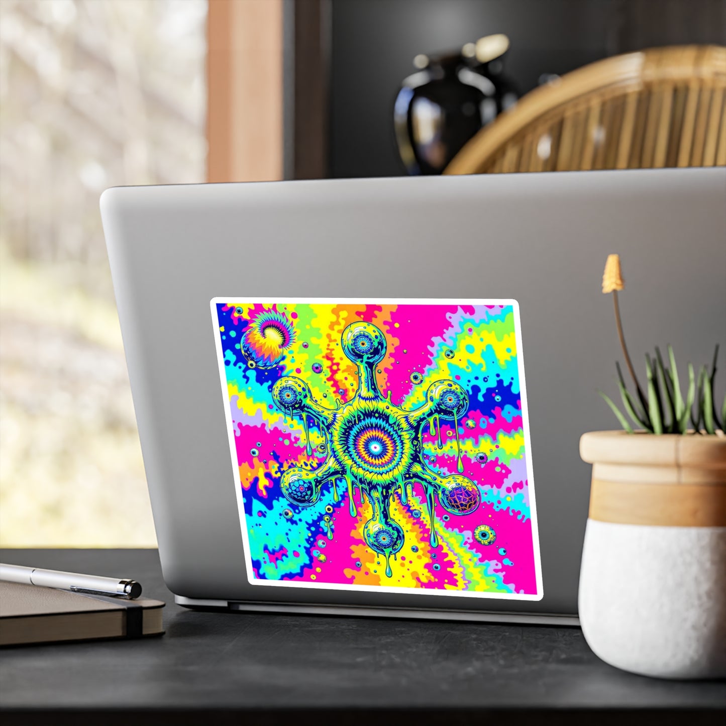 Vinyl Decal Sticker LSD Molecule Neon Tie-Dye Psychedelic Art