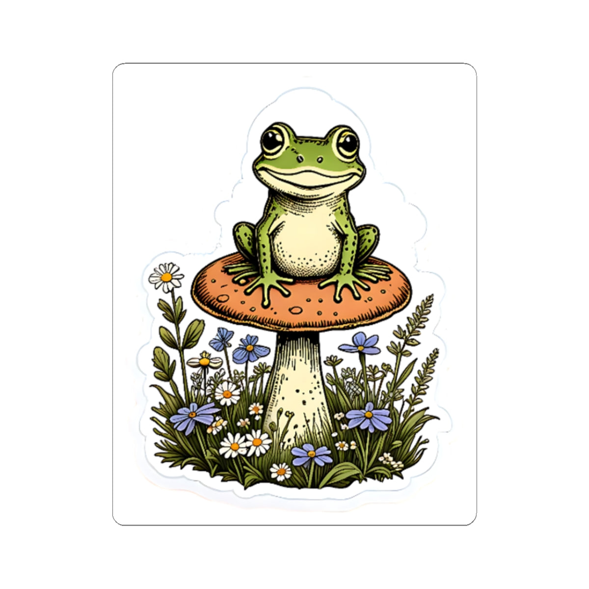 Whimsical Frog & Mushroom Stickers - Nature-Inspired Kiss-Cut Decals