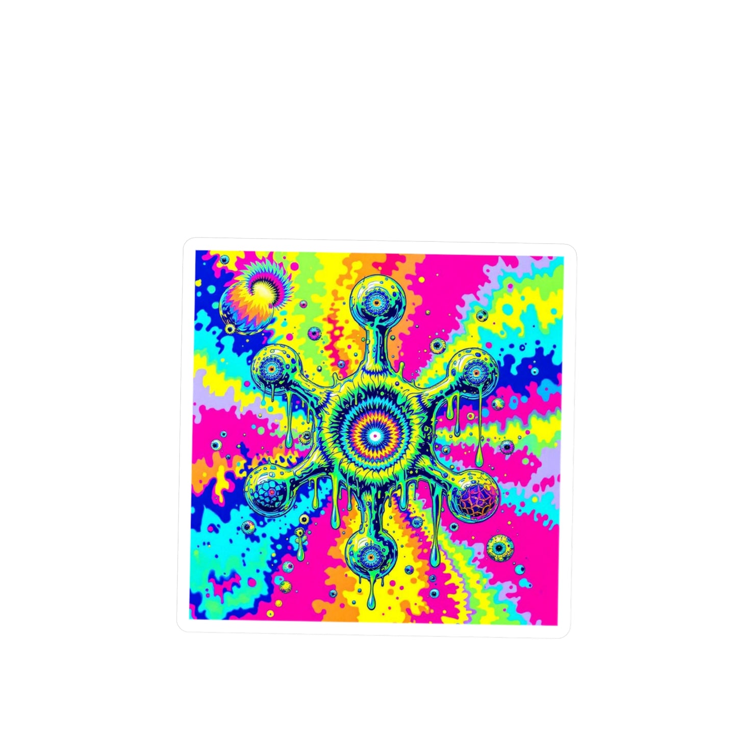 Vinyl Decal Sticker LSD Molecule Neon Tie-Dye Psychedelic Art