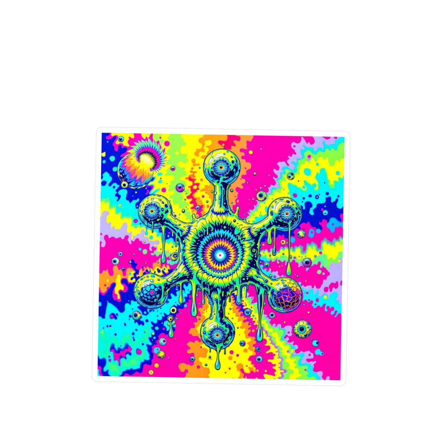 Vinyl Decal Sticker LSD Molecule Neon Tie-Dye Psychedelic Art