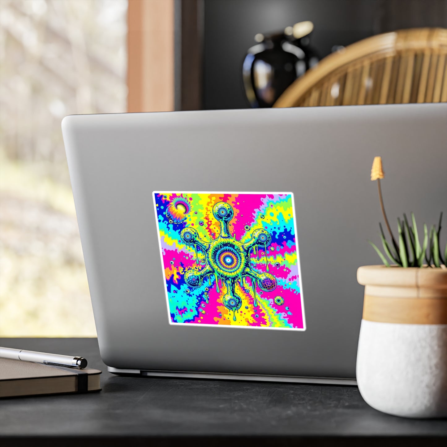 Vinyl Decal Sticker LSD Molecule Neon Tie-Dye Psychedelic Art
