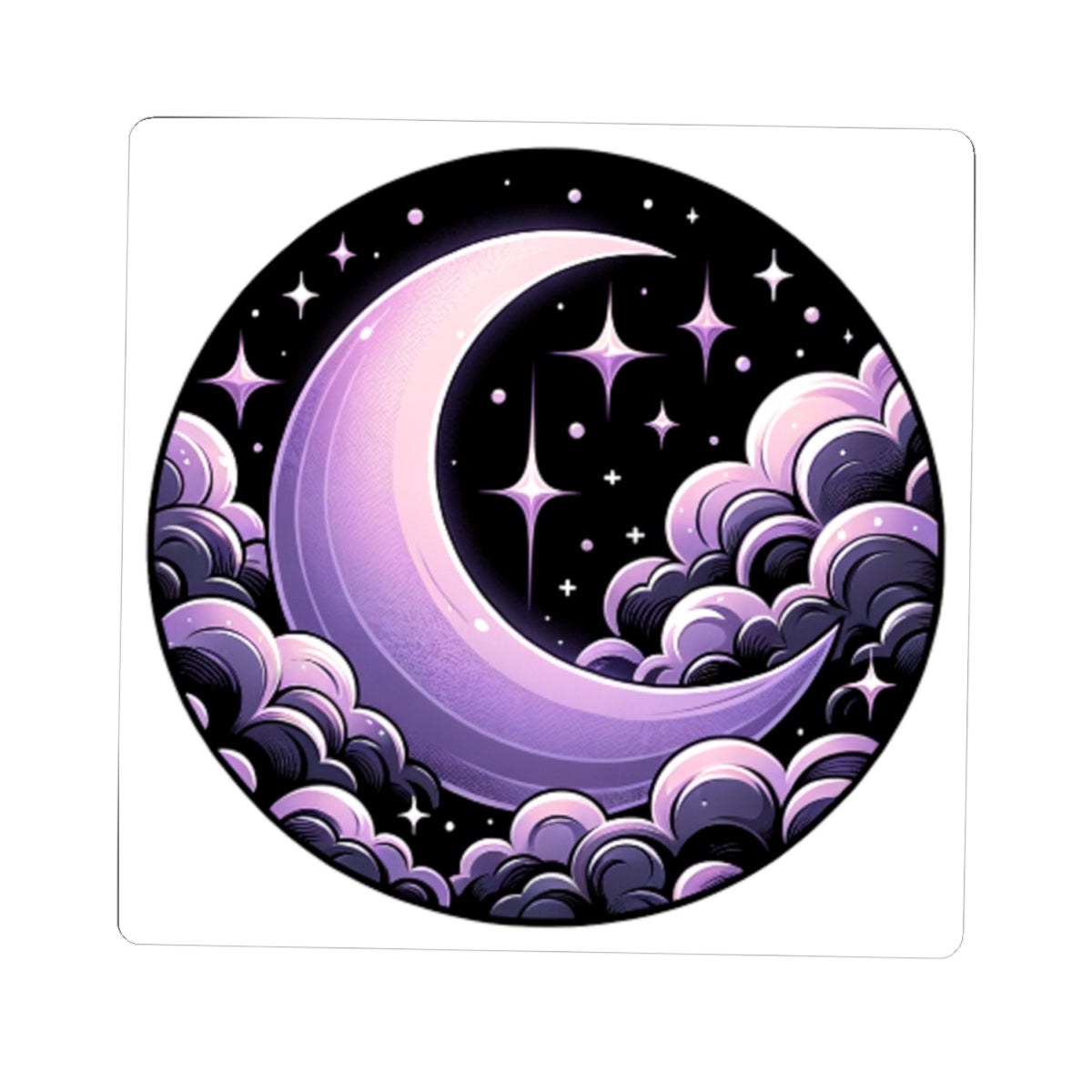Cosmic Moon Kiss-Cut Stickers - Celestial Cloud Design for Laptops & Journals