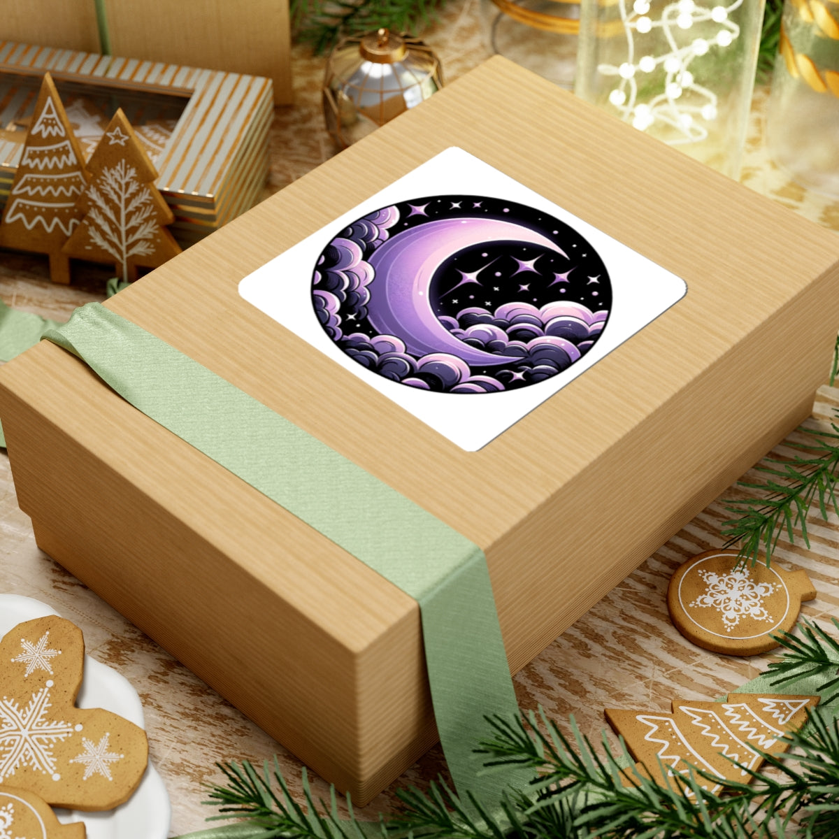 Cosmic Moon Kiss-Cut Stickers - Celestial Cloud Design for Laptops & Journals