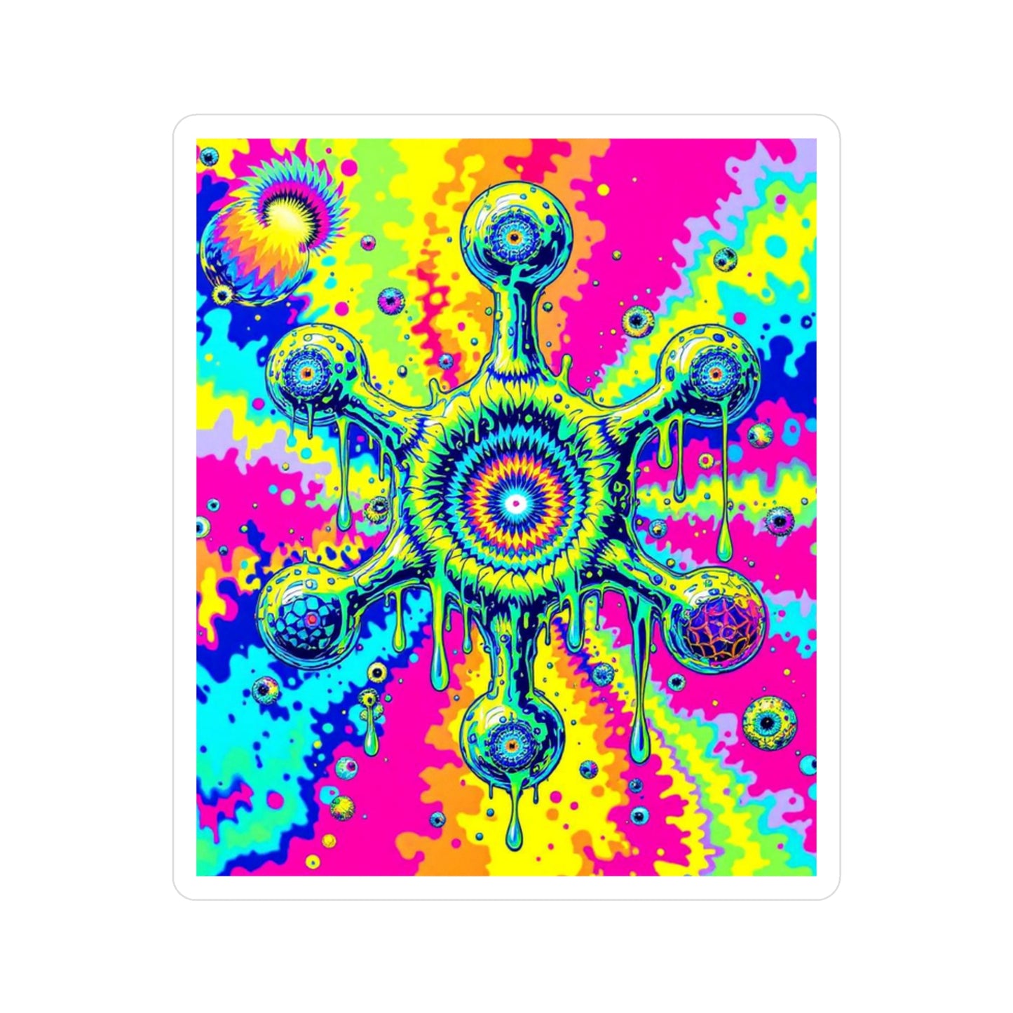 Vinyl Decal Sticker LSD Molecule Neon Tie-Dye Psychedelic Art